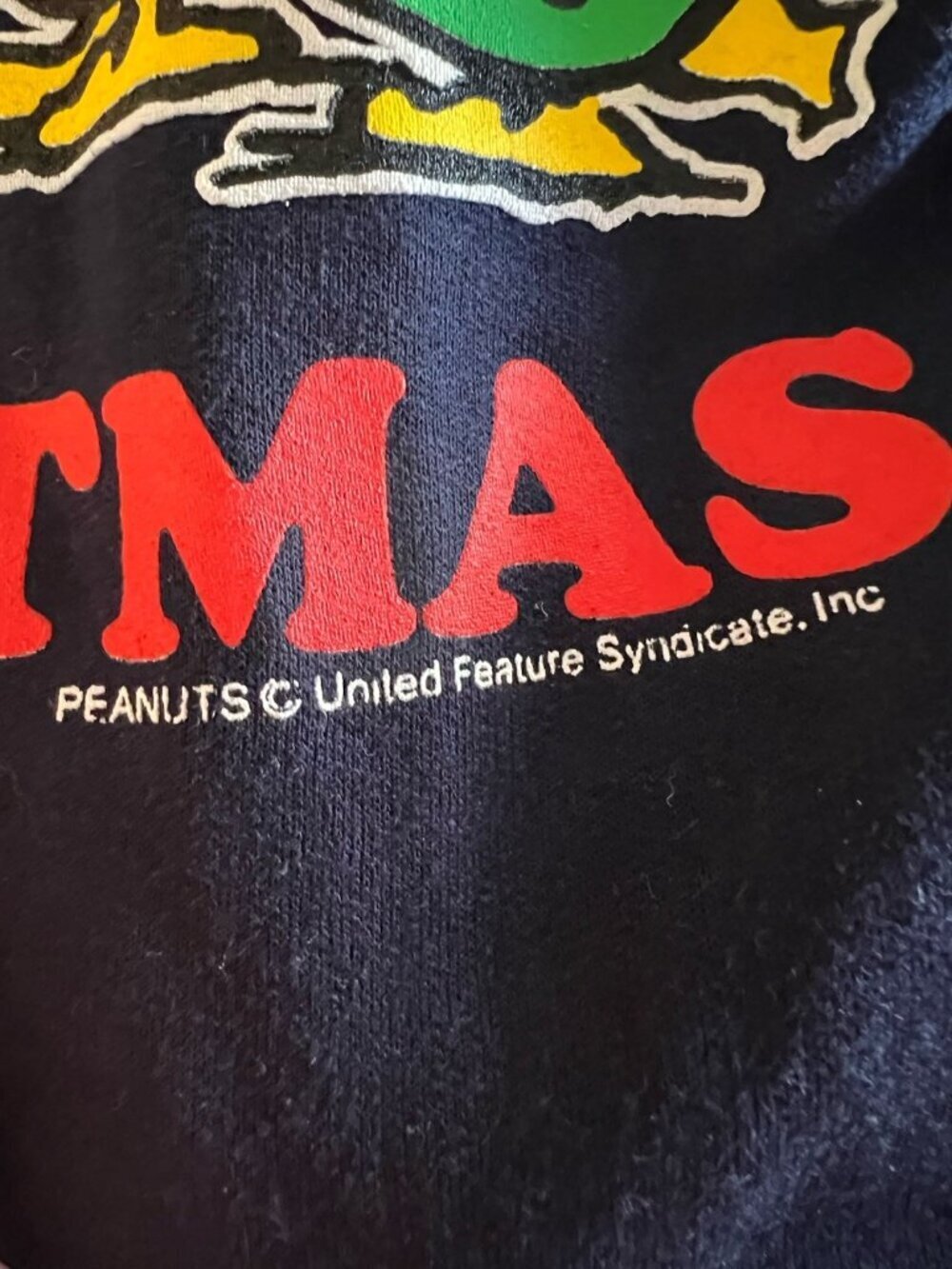 Vintage 90s NEW Deadstock Peanuts "Joe Christmas" Snoopy blue sweatshirt L - Picture 9 of 14